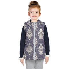 Vintage Texture, Floral Retro Background, Patterns, Kids  Hooded Puffer Vest