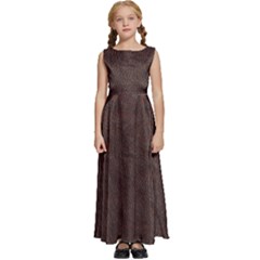 Black Leather Texture Leather Textures, Brown Leather Line Kids  Satin Sleeveless Maxi Dress