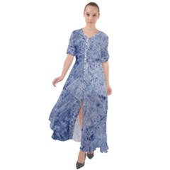 Blue Grunge Texture, Wall Texture, Blue Retro Background Waist Tie Boho Maxi Dress
