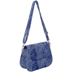 Blue Grunge Texture, Wall Texture, Blue Retro Background Saddle Handbag