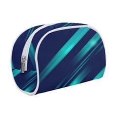 Blue Neon Lines, Blue Background, Abstract Background Make Up Case (small)