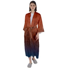Orange To Blue, Abstract, Background, Blue, Orange, Maxi Satin Kimono