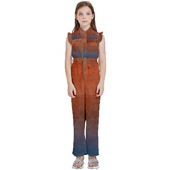 Orange To Blue, Abstract, Background, Blue, Orange, Kids  Sleeveless Ruffle Edge Band Collar Chiffon One Piece