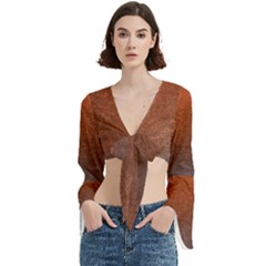 Orange To Blue, Abstract, Background, Blue, Orange, Trumpet Sleeve Cropped Top