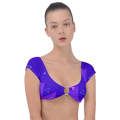 Purple Geometric Abstraction, Purple Neon Background Cap Sleeve Ring Bikini Top