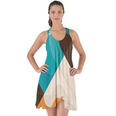 Retro Colored Abstraction Background, Creative Retro Show Some Back Chiffon Dress