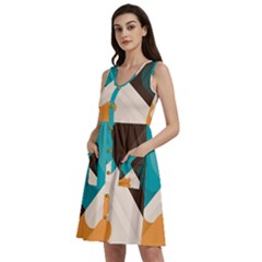 Retro Colored Abstraction Background, Creative Retro Sleeveless Dress With Pocket