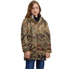 Abstract Geometric Pattern, Abstract Paper Backgrounds Kids  Hooded Longline Puffer Jacket