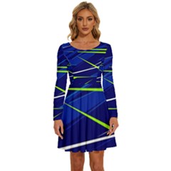 Abstract Lightings, Grunge Art, Geometric Backgrounds Long Sleeve Wide Neck Velvet Dress