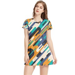 Abstract Rays, Material Design, Colorful Lines, Geometric Women s Sports Skirt