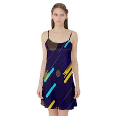 Blue Background Geometric Abstrac Satin Night Slip