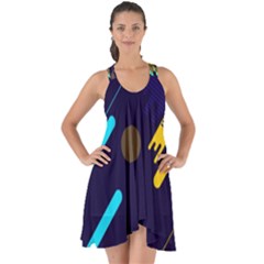 Blue Background Geometric Abstrac Show Some Back Chiffon Dress