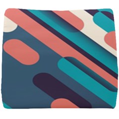 Blue Geometric Background, Abstract Lines Background Seat Cushion