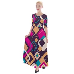 Colorful Abstract Background, Geometric Background Half Sleeves Maxi Dress