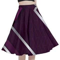 Purple Abstract Background, Luxury Purple Background A-line Full Circle Midi Skirt With Pocket
