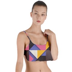 Retro Colorful Background, Geometric Abstraction Layered Top Bikini Top 