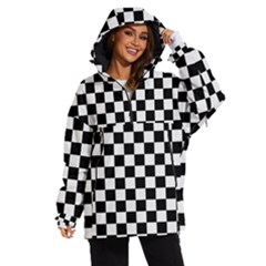 Black White Checker Pattern Checkerboard Women s Ski And Snowboard Jacket by Grandong