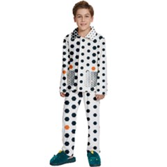 Honeycomb Hexagon Pattern Abstract Kids  Long Sleeve Velvet Pajamas Set