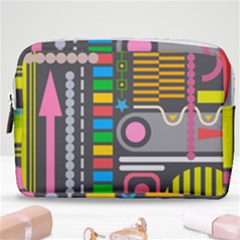 Pattern Geometric Abstract Colorful Arrows Lines Circles Triangles Make Up Pouch (medium)
