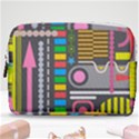 Pattern Geometric Abstract Colorful Arrows Lines Circles Triangles Make Up Pouch (Medium) View1