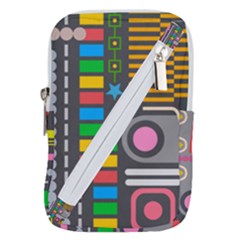 Pattern Geometric Abstract Colorful Arrows Lines Circles Triangles Belt Pouch Bag (small)