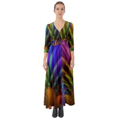 Abstract Colors - , Abstract Colors Button Up Boho Maxi Dress