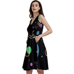 Colartive, Aesthetic, Amoled, Black, Colorful, Desenho Sleeveless V-neck Skater Dress With Pockets