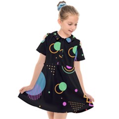 Colartive, Aesthetic, Amoled, Black, Colorful, Desenho Kids  Short Sleeve Shirt Dress