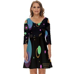 Colartive, Aesthetic, Amoled, Black, Colorful, Desenho Shoulder Cut Out Zip Up Dress