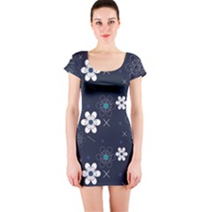 Flowers Pattern , Pattern, Flowers, Texture Short Sleeve Bodycon Dress
