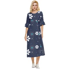 Flowers Pattern , Pattern, Flowers, Texture Double Cuff Midi Dress