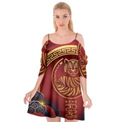 Holiday, Chinese New Year, Year Of The Tiger Cutout Spaghetti Strap Chiffon Dress
