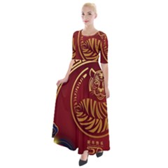 Holiday, Chinese New Year, Year Of The Tiger Half Sleeves Maxi Dress