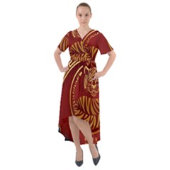 Holiday, Chinese New Year, Year Of The Tiger Front Wrap High Low Dress