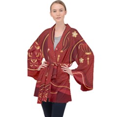 Holiday, Chinese New Year, Long Sleeve Velvet Kimono 