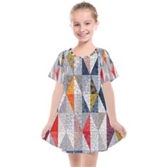 Mosaic, Colorful, Rhombuses, Pattern, Geometry Kids  Smock Dress