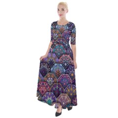 Texture, Pattern, Abstract Half Sleeves Maxi Dress