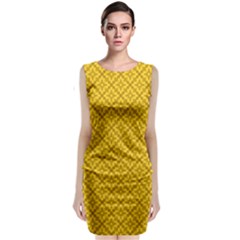 Yellow Floral Pattern Vintage Pattern, Yellow Background Classic Sleeveless Midi Dress