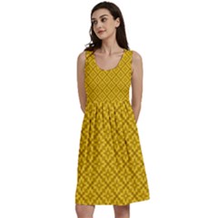 Yellow Floral Pattern Vintage Pattern, Yellow Background Classic Skater Dress