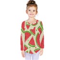 Cute Watermelon Seamless Pattern Kids  Long Sleeve T-Shirt View1