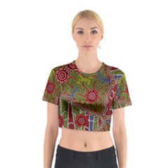 Authentic Aboriginal Art - Connections Cotton Crop Top