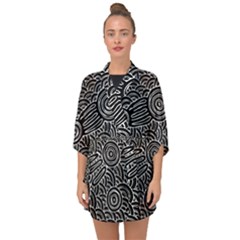 Authentic Aboriginal Art - Meeting Places Half Sleeve Chiffon Kimono