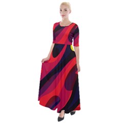 Abstract Fire Flames Grunge Art, Creative Half Sleeves Maxi Dress