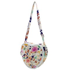Abstract Floral Background Heart Shoulder Bag