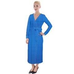 Blue Abstract, Background Pattern Velvet Maxi Wrap Dress
