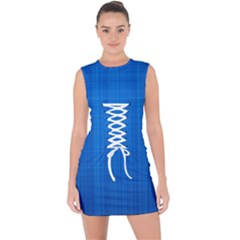 Blue Abstract, Background Pattern Lace Up Front Bodycon Dress