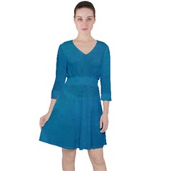 Blue Stone Texture Grunge, Stone Backgrounds Quarter Sleeve Ruffle Waist Dress