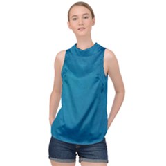 Blue Stone Texture Grunge, Stone Backgrounds High Neck Satin Top