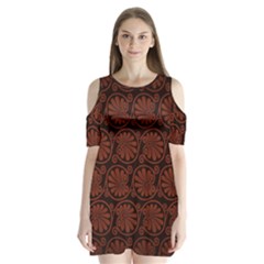 Brown Floral Pattern Floral Greek Ornaments Shoulder Cutout Velvet One Piece
