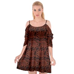 Brown Floral Pattern Floral Greek Ornaments Cutout Spaghetti Strap Chiffon Dress